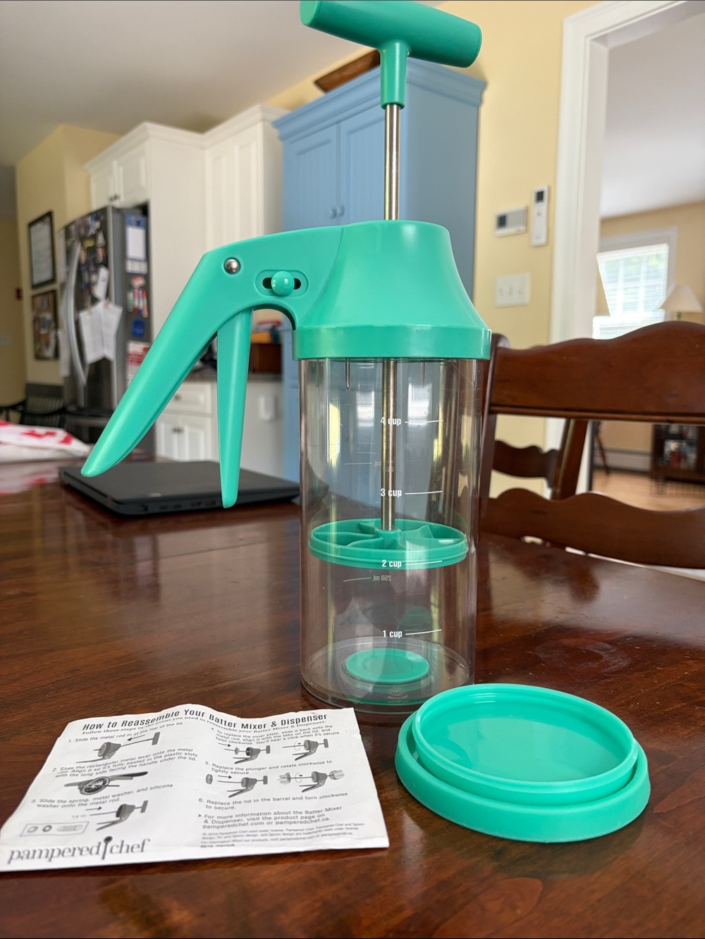 Pampered Chef Batter Mixer & Dispenser in Teal and Clear